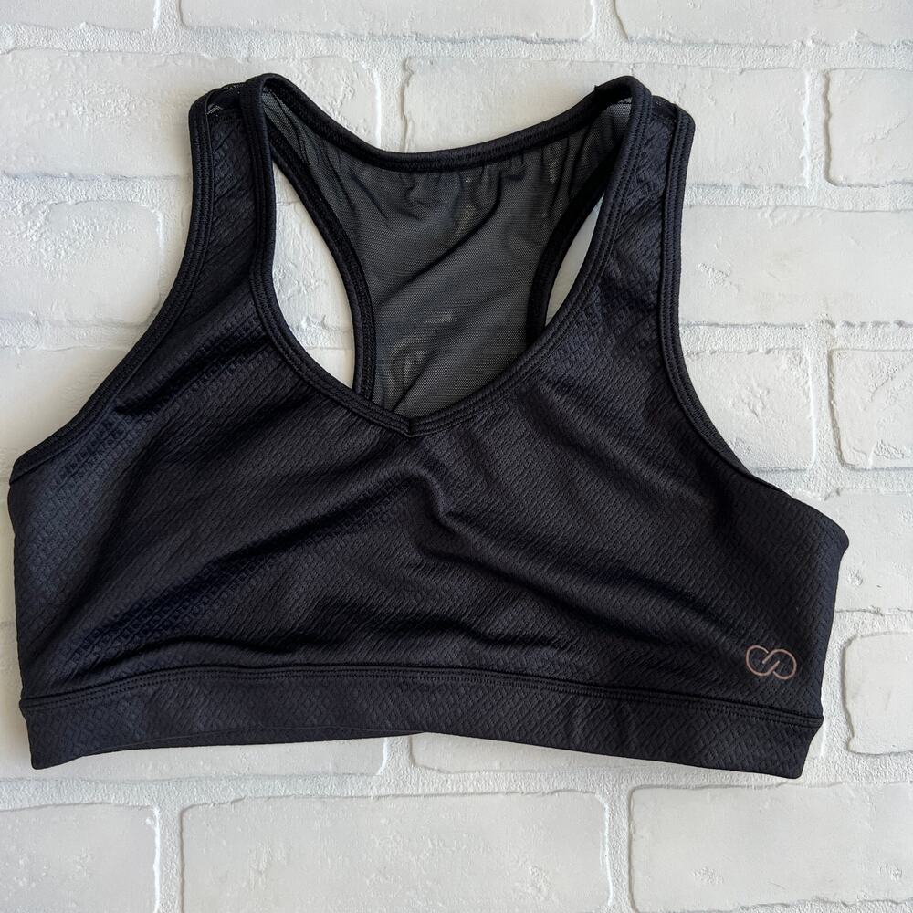 CALIA Black Sports Bra Embossed Texture with Mesh Back- sz M